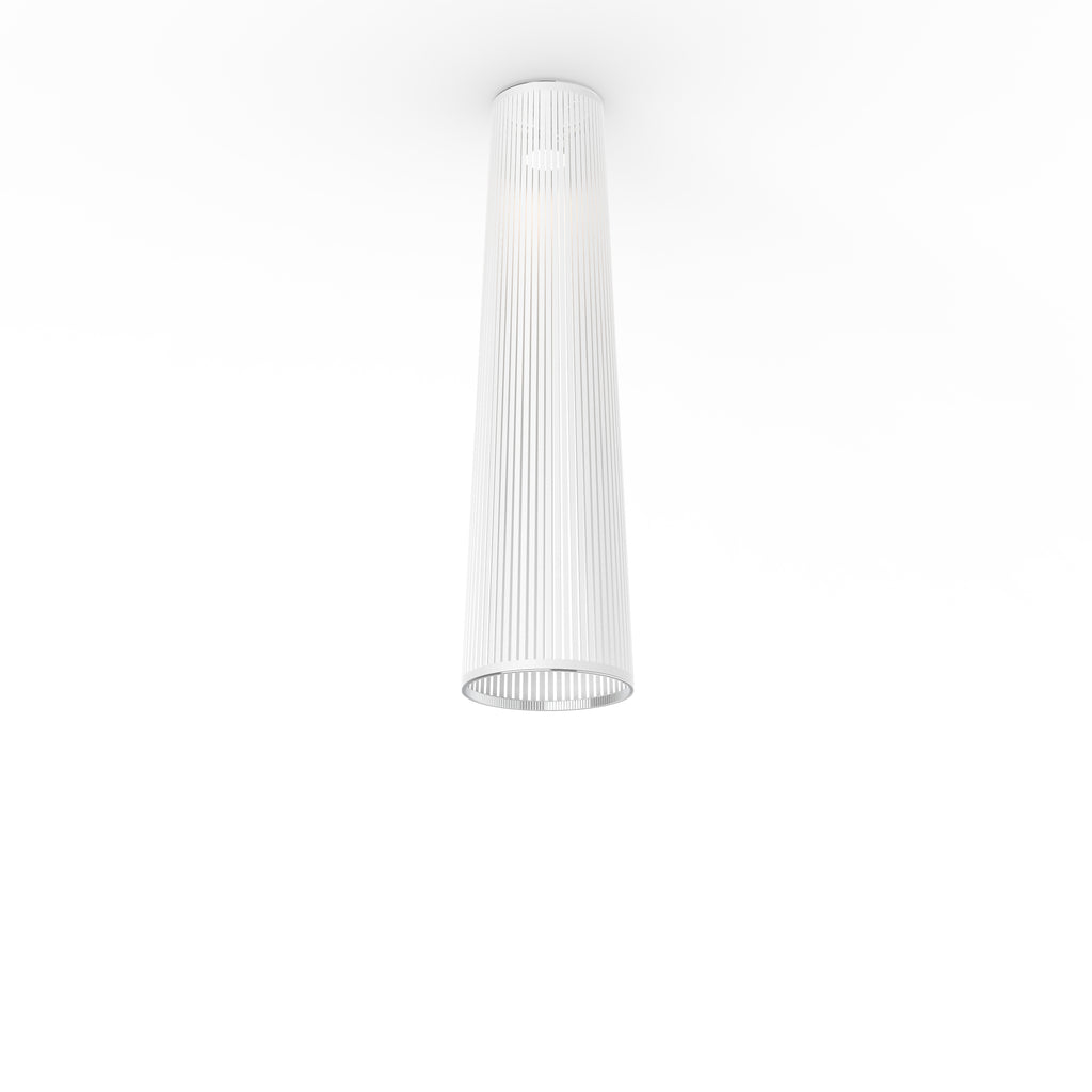 Pablo Designs Solis Flush laser-cut fabric ceiling light – 48" H x 13" D, White