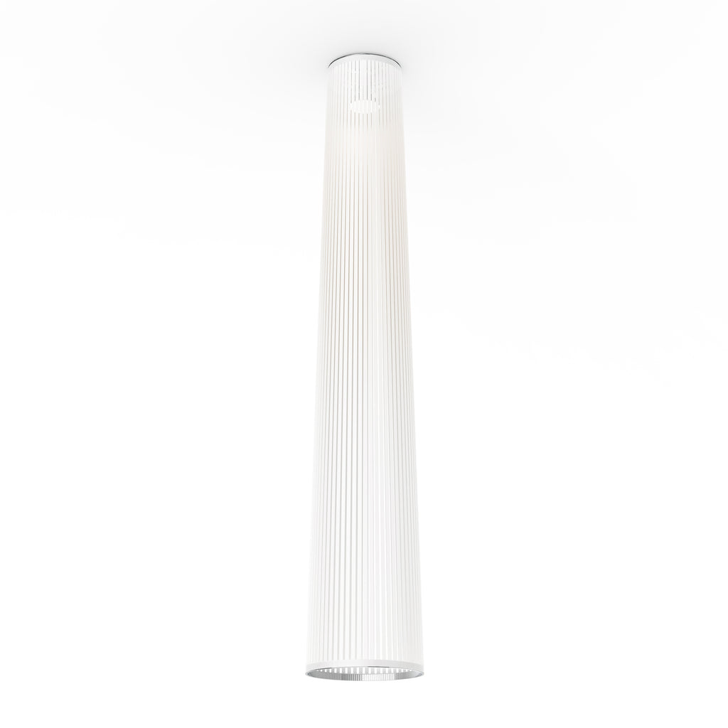 Pablo Designs Solis Flush laser-cut fabric ceiling light – 72" H x 13" D, White