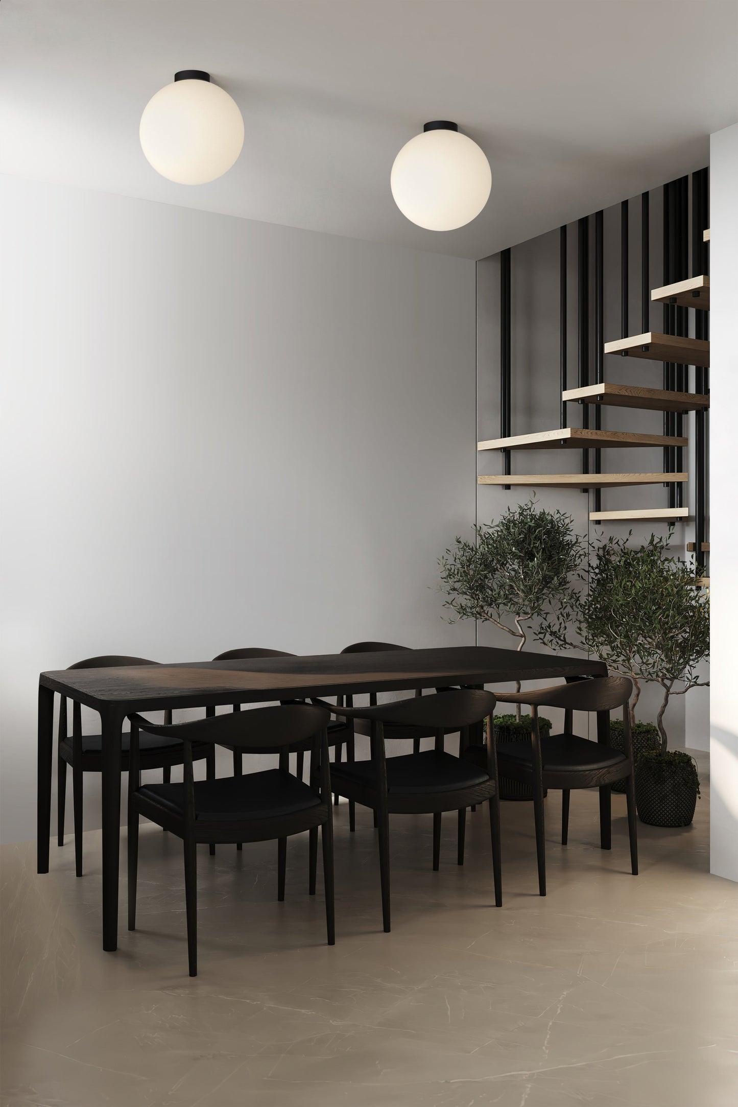 Pablo Designs Bola Sphere Flushmount Modern Ceiling Light Matte Black