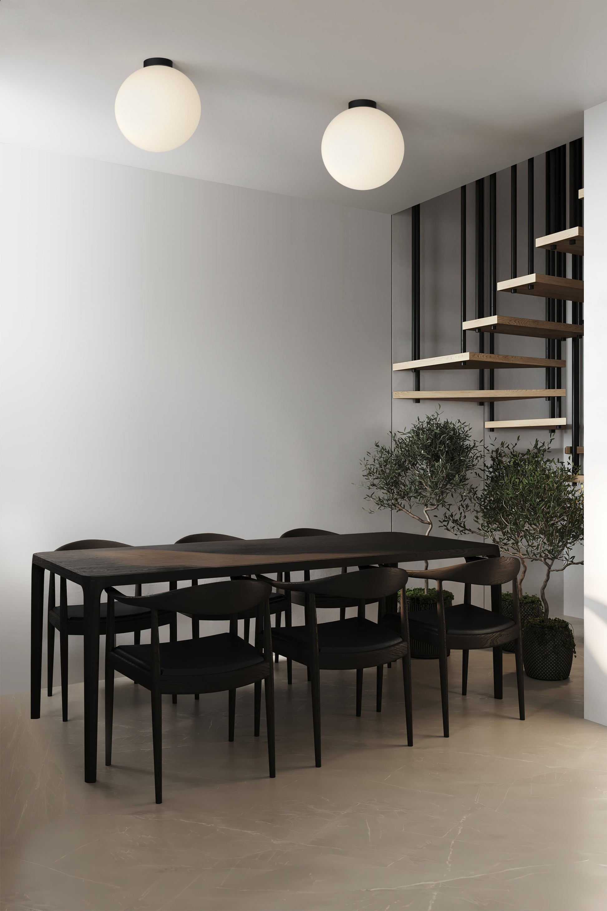 Pablo Designs Bola Sphere Flushmount Modern Ceiling Light Matte Black