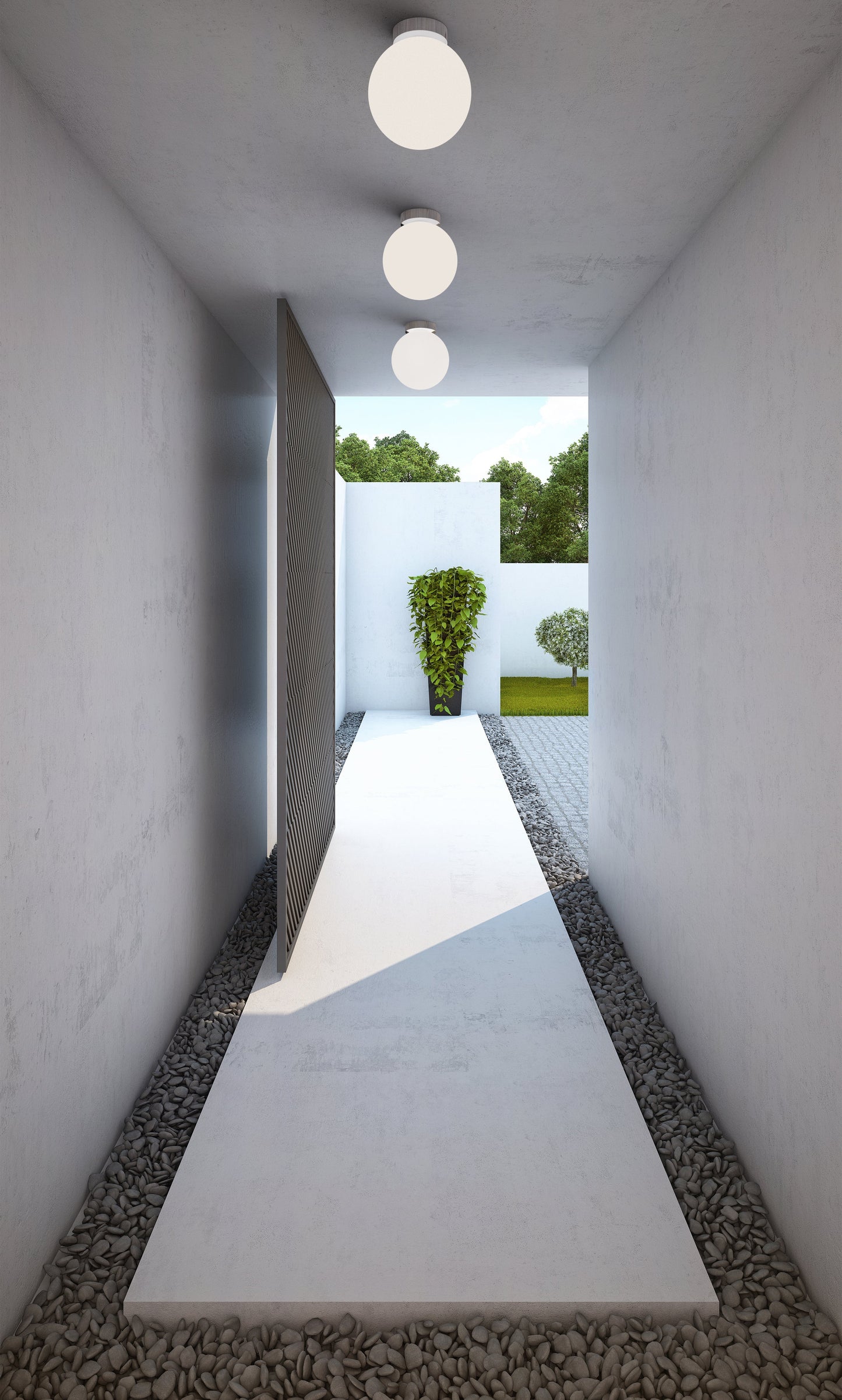 Pablo Designs Bola Sphere Flushmount Modern Ceiling Light Brass