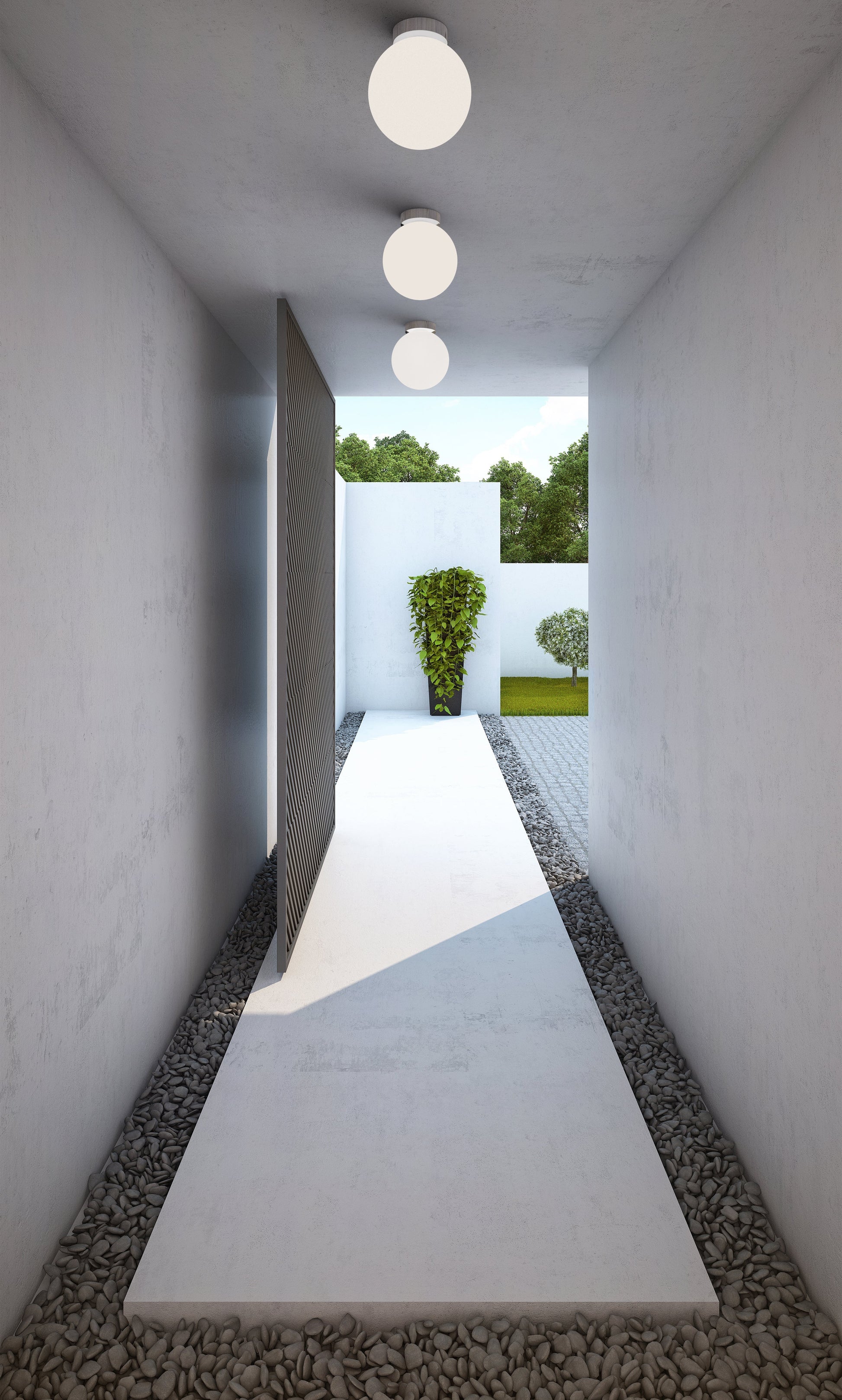 Pablo Designs Bola Sphere Flushmount Modern Ceiling Light Brass