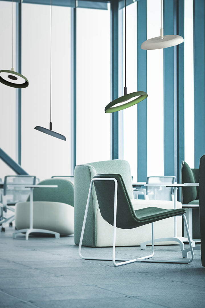 Pablo Designs Nivel Pendant Light 15" Graphite + Forest Green