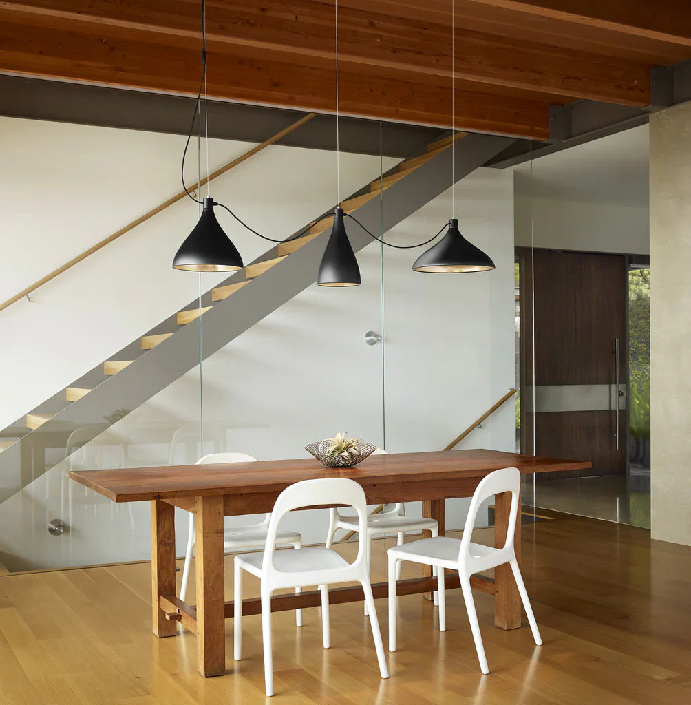 Pablo Designs Swell String 3 Mixed Pendant Light Black / Brass