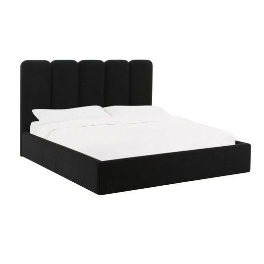 Palani Black Velvet King Bed - With Extended Wings 1