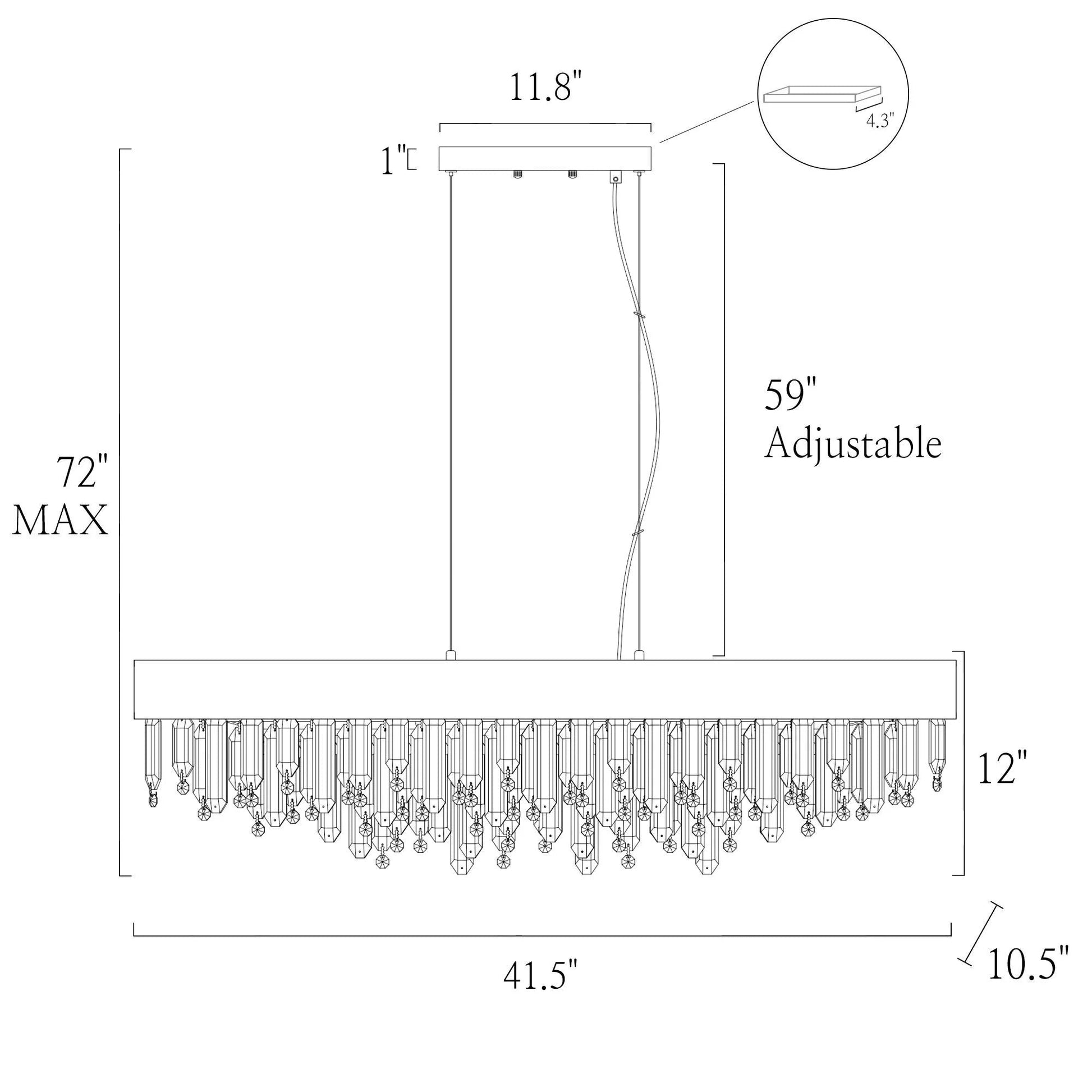 Art Deco Black Brass Oval Chandelier Ha05136 - LNC Home
