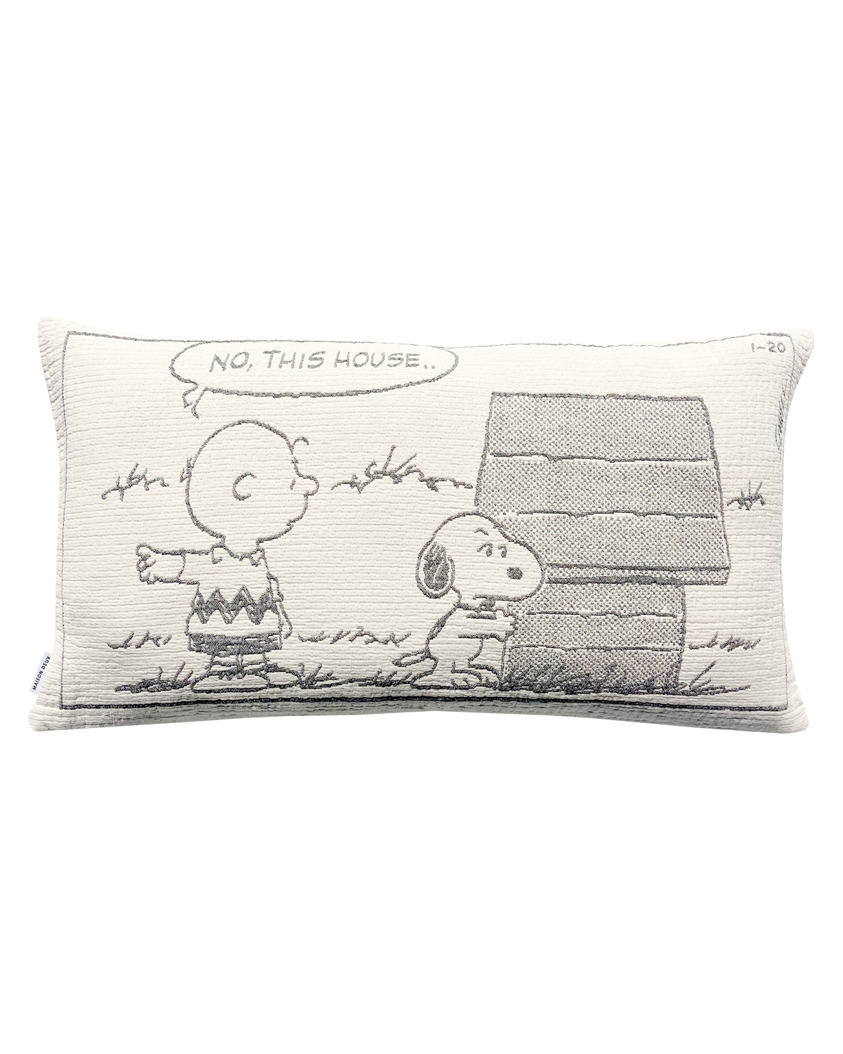 Maison Deux Peanuts Guard the House XL Cotton Cushion Cover in Black/White – main view