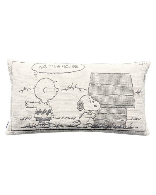 Maison Deux Peanuts Guard the House XL Cotton Cushion Cover in Black/White – main view