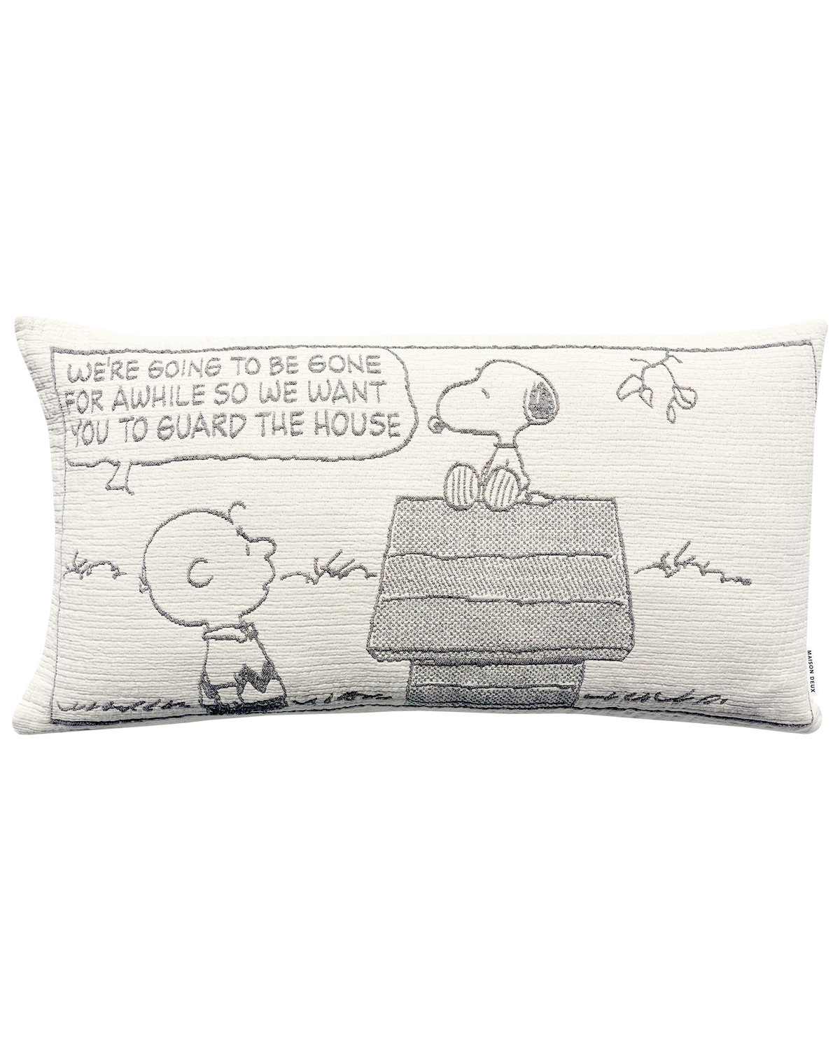Maison Deux Peanuts Guard the House XL Cotton Cushion Cover in Black/White – detail 2