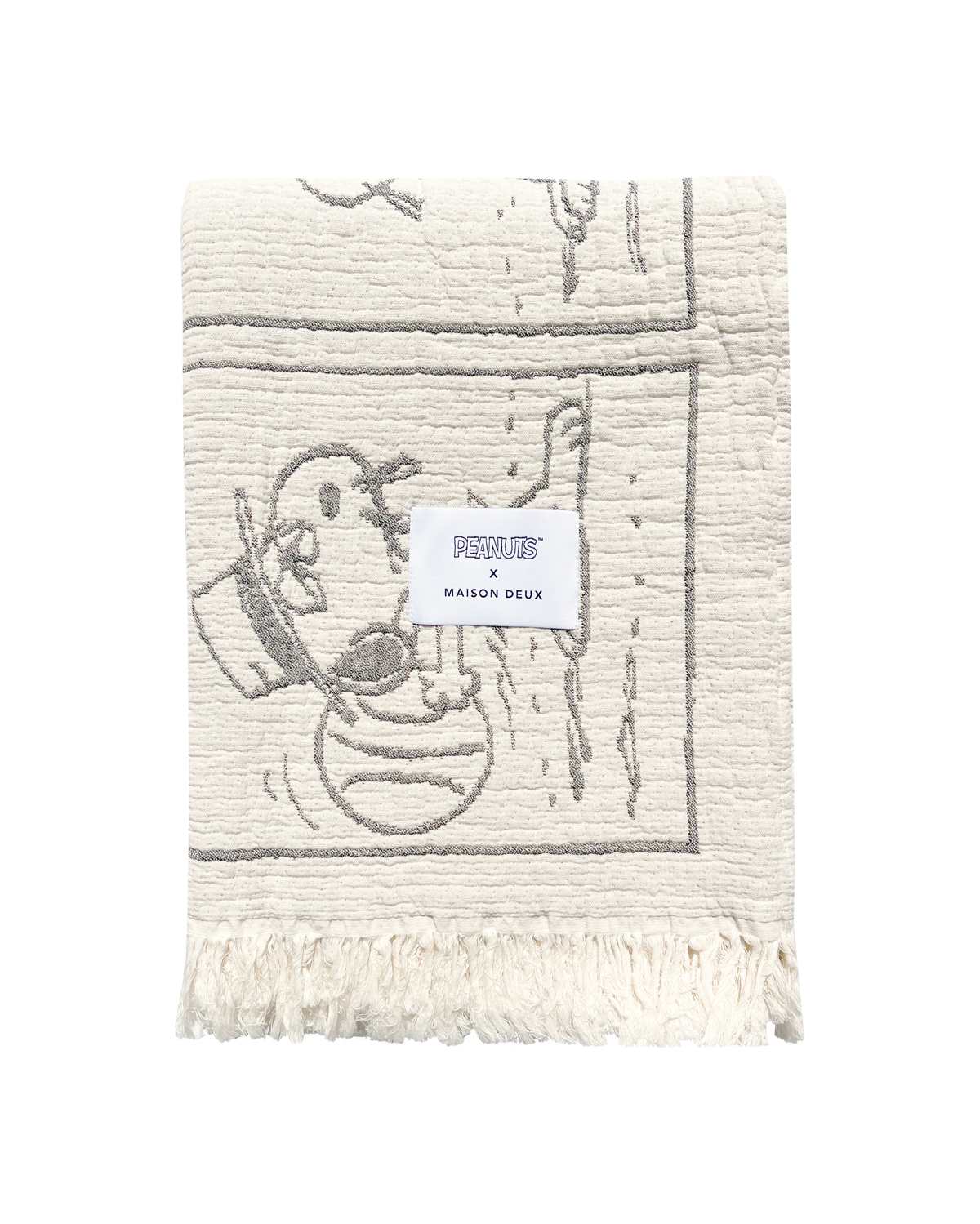 Maison Deux Peanuts Comic Dessert Cotton Blanket in Black/White – detail 2