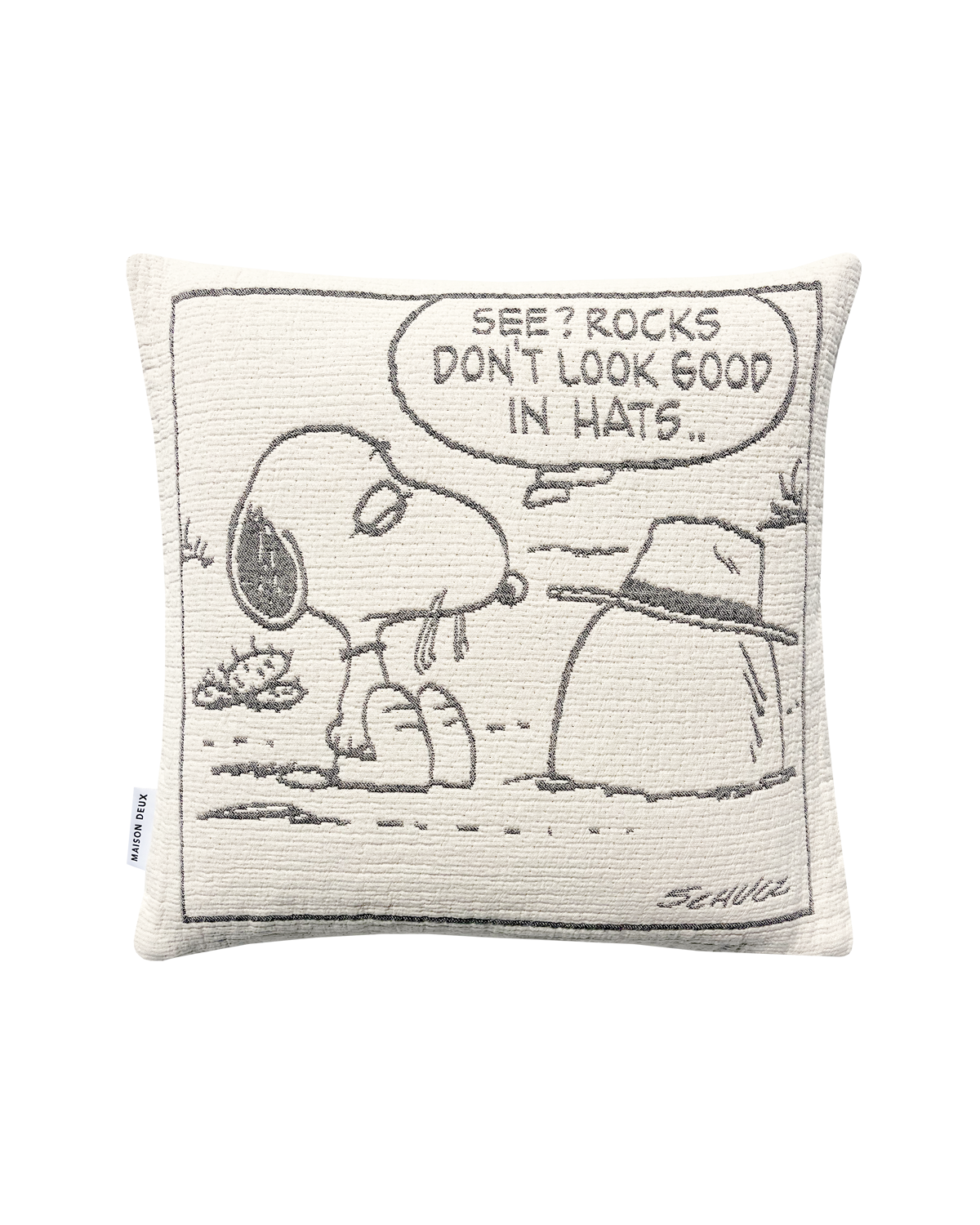Maison Deux Peanuts Rock Cotton Cushion Cover in Black/White – main view