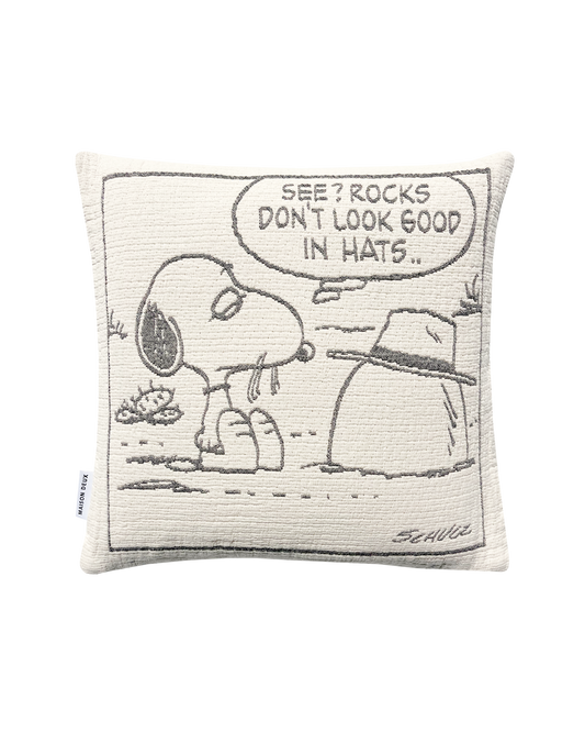 Maison Deux Peanuts Rock Cotton Cushion Cover in Black/White – main view