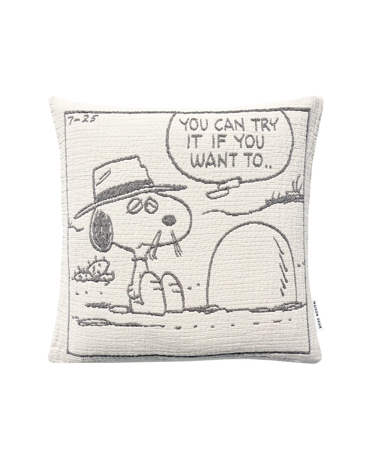 Maison Deux Peanuts Rock Cotton Cushion Cover in Black/White – detail 2