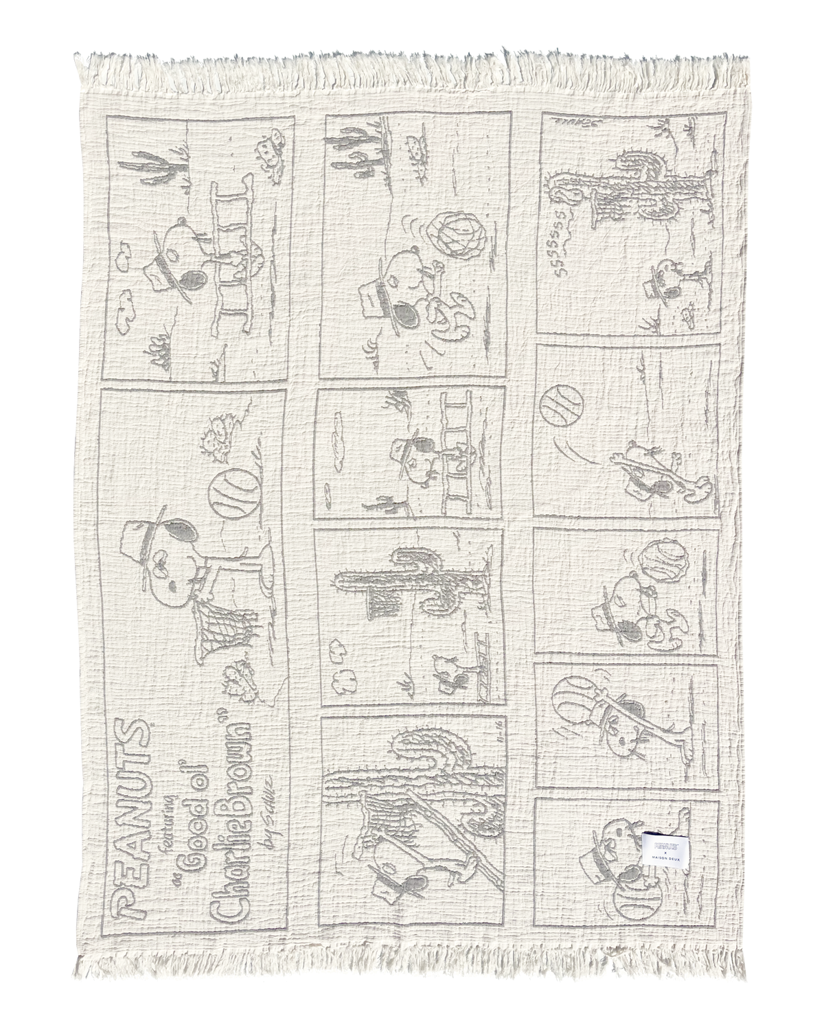 Maison Deux Peanuts Comic Dessert Cotton Blanket in Black/White – detail 3