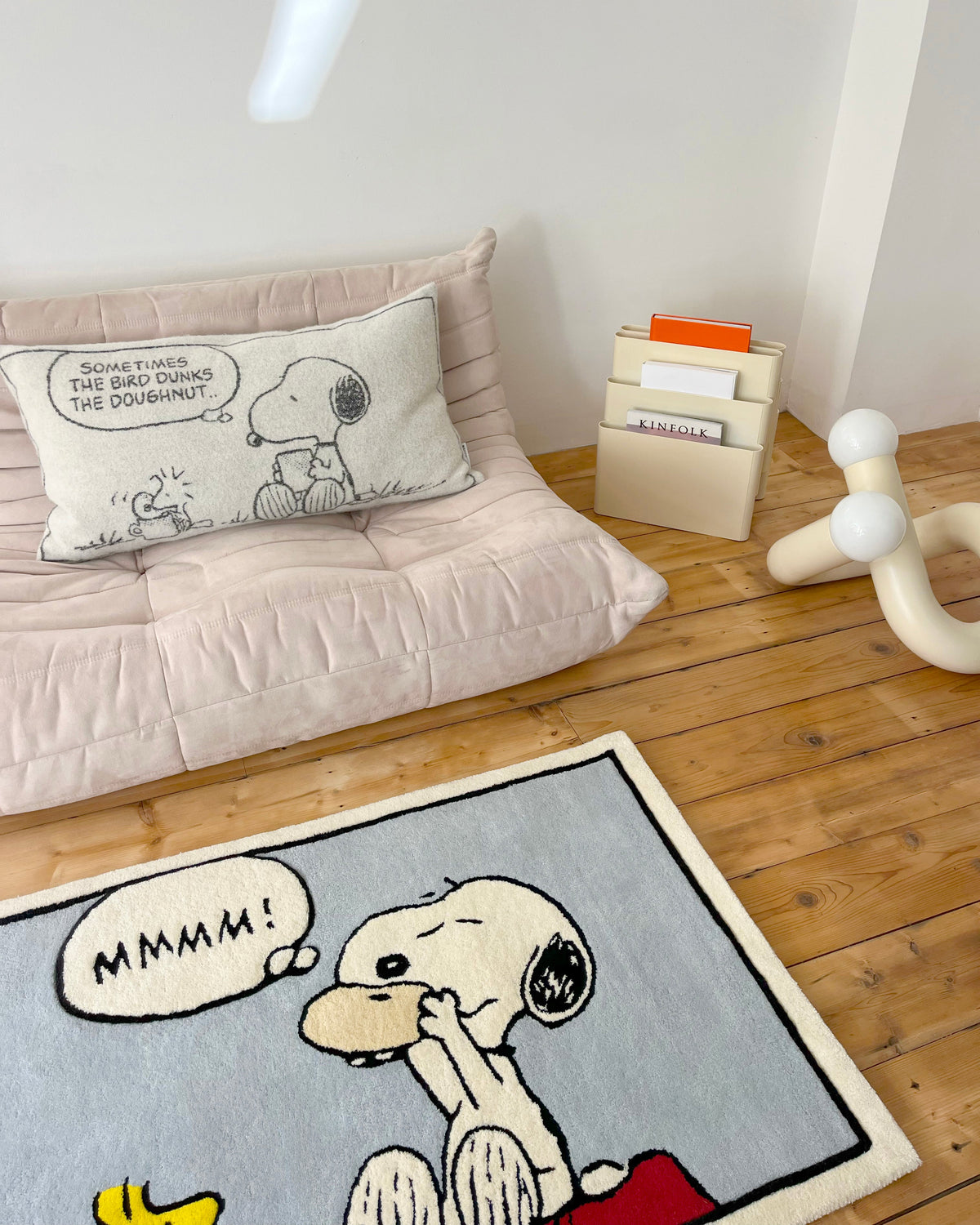 Maison Deux Peanuts Comic Doughnut XL Wool Cushion Cover in Black/White – main view