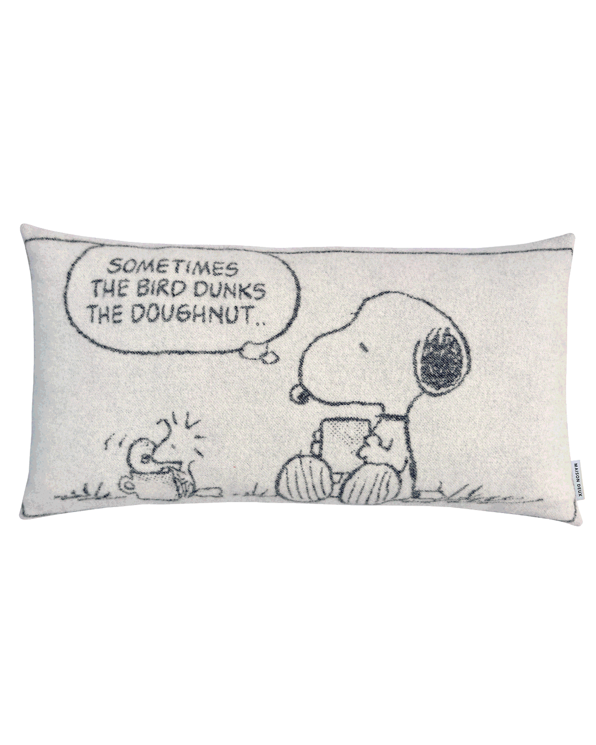 Maison Deux Peanuts Comic Doughnut XL Wool Cushion Cover in Black/White – detail 2