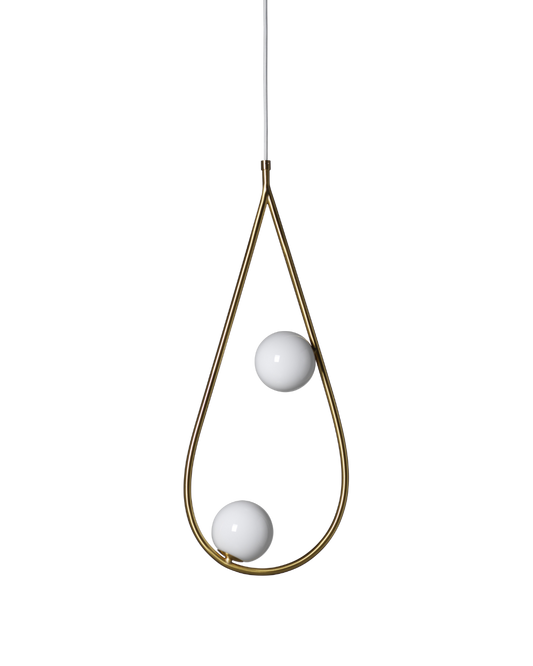 Pholc Pearls pendant light by Monika Mulder – Pearls 65 (2 globes) Brass and Opal