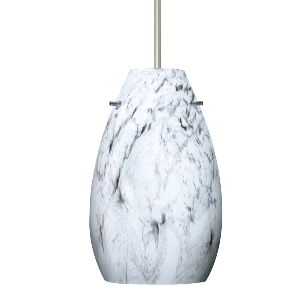 Modern Besa Pera 9 pendant featuring a Marble Grigio blown glass shade with soft ambient illumination