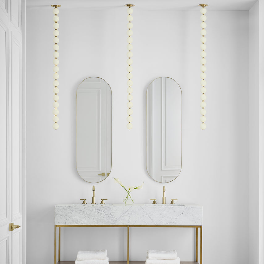 Visual Comfort Perle 48 Vertical Pendant High Ceilings Polished Nickel