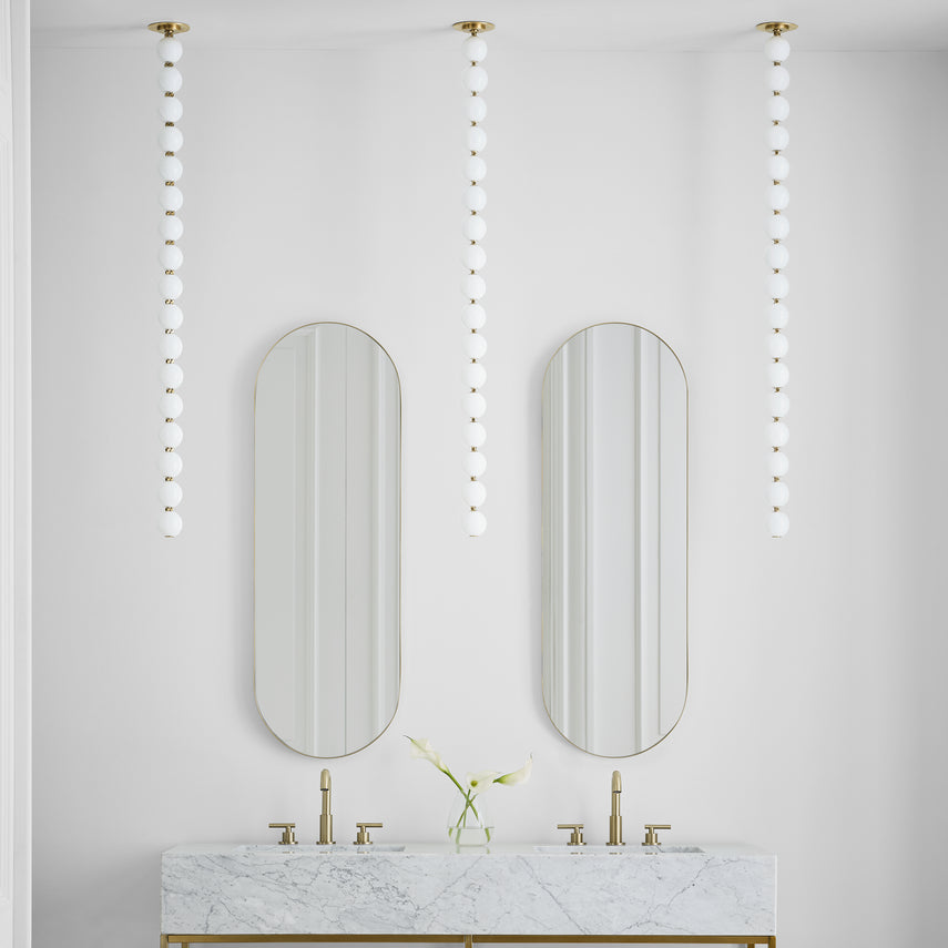 Visual Comfort Perle 48 Vertical Pendant High Ceilings Polished Nickel