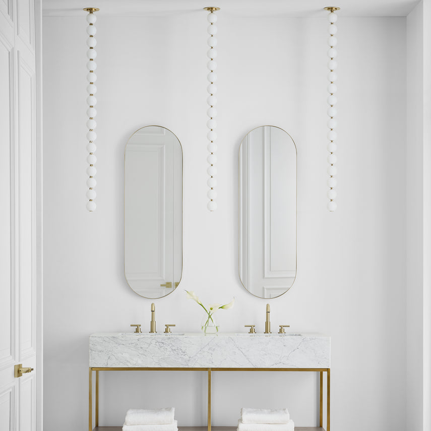 Visual Comfort Perle 48 Vertical Pendant High Ceilings Polished Nickel