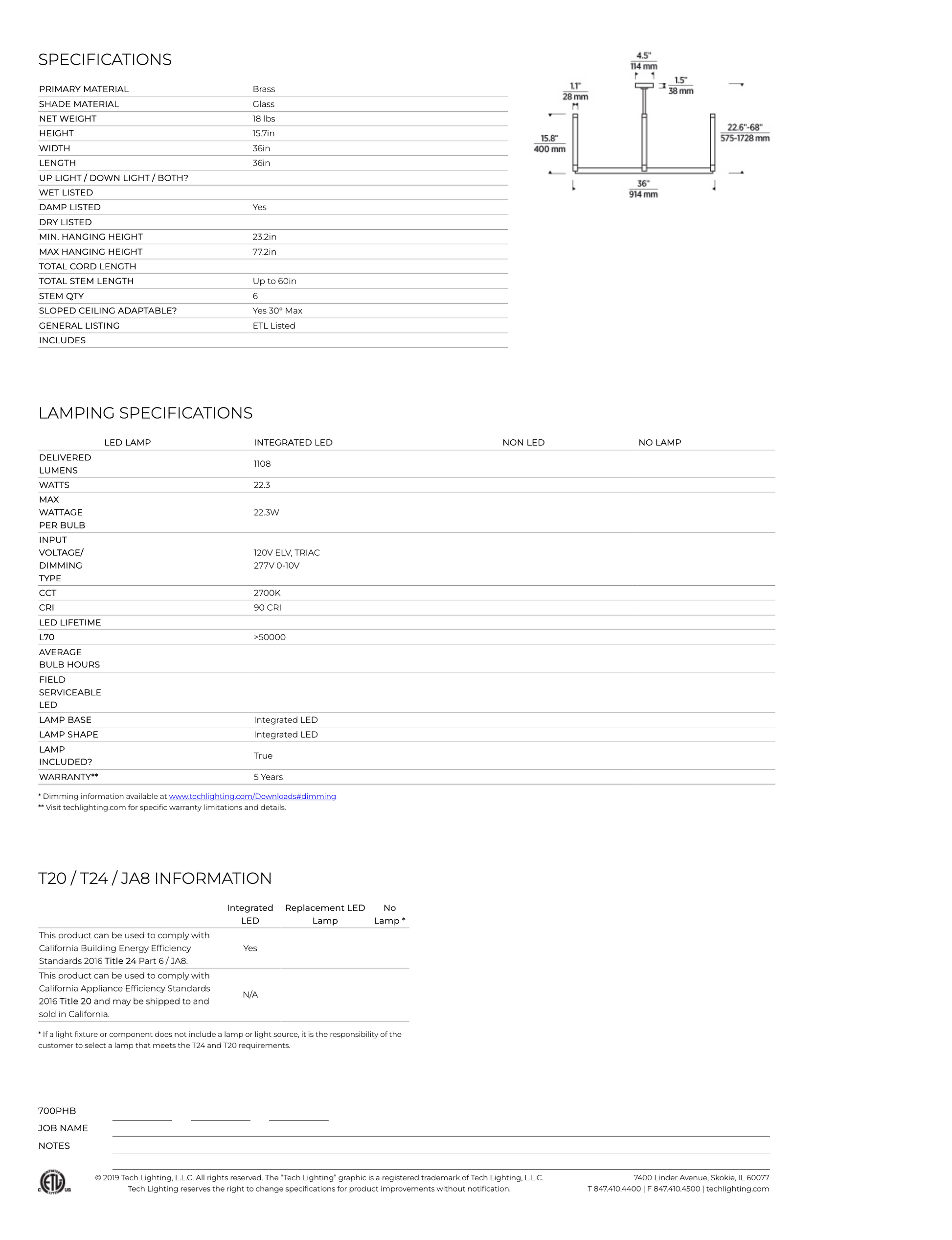 Visual Comfort Phobos 36 Inch Led Chandelier Tubular Glass Pendant Light 