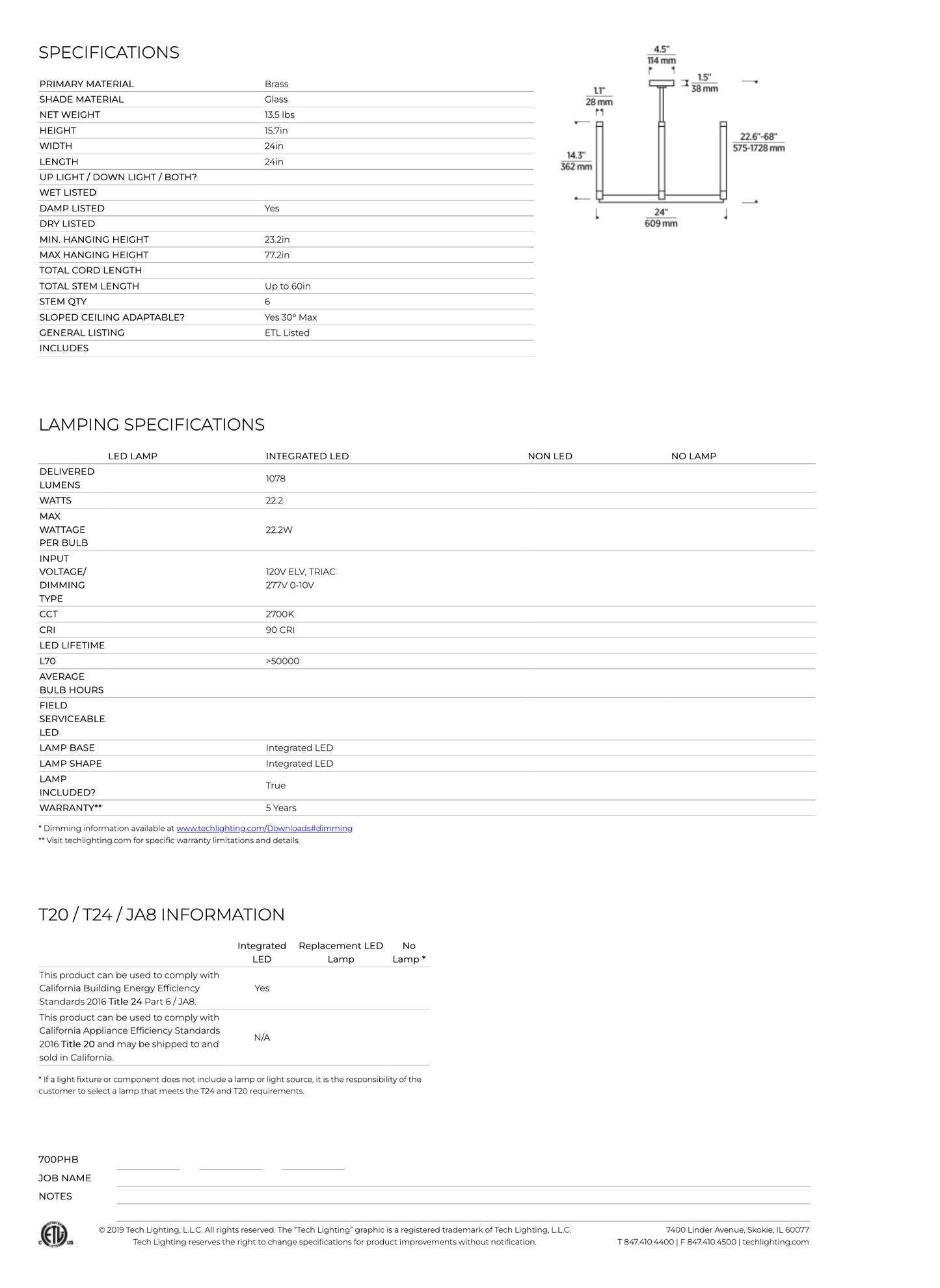 Visual Comfort Brass Bronze Led Chandelier 700Phb24 Phobos 