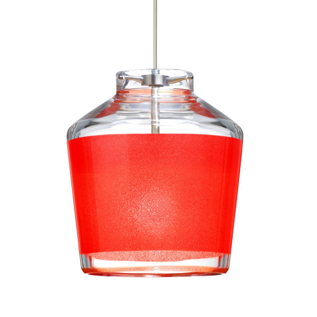 Besa Pica 6 Red Sand mini pendant installed above a modern kitchen island