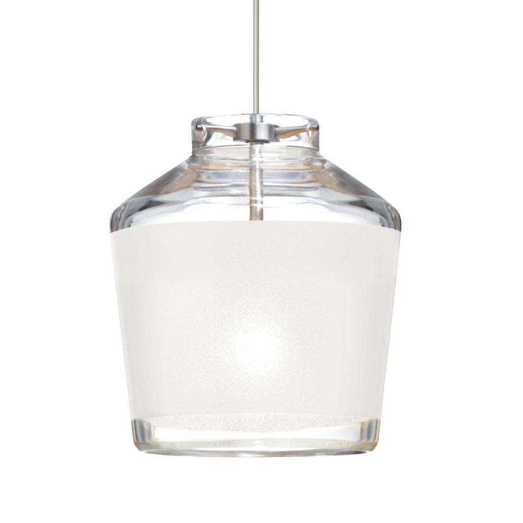 Modern Besa Pica 6 pendant featuring a textured White Sand glass shade