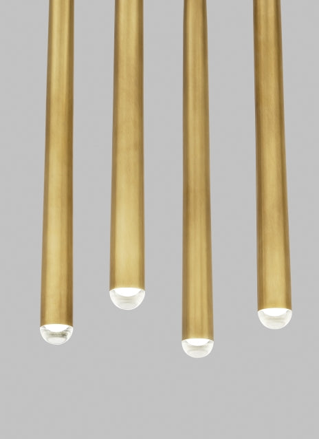 Visual Comfort Pylon 4 Light Chandelier Natural Brass