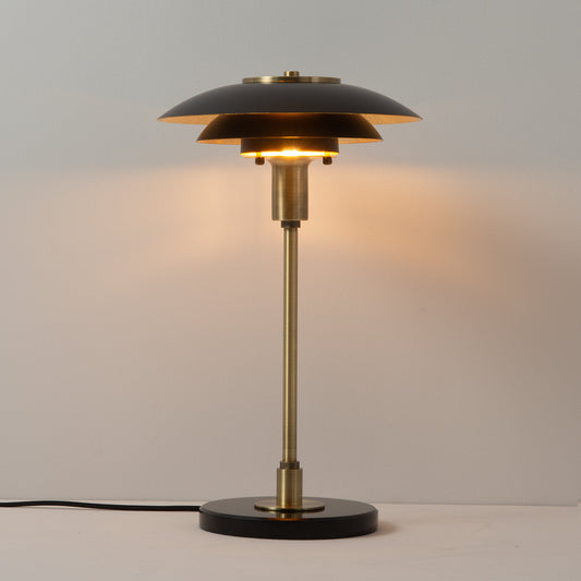 Rancho Mirage Table Lamp Matte Black Gold Leaf Shade Weathered Brass Black 1010824Mb by Nova California