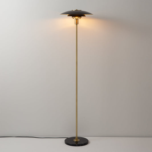 Rancho Mirage Floor Lamp Matte Black Gold Leaf Shade Weathered Brass Black 2010824Mb by Nova California