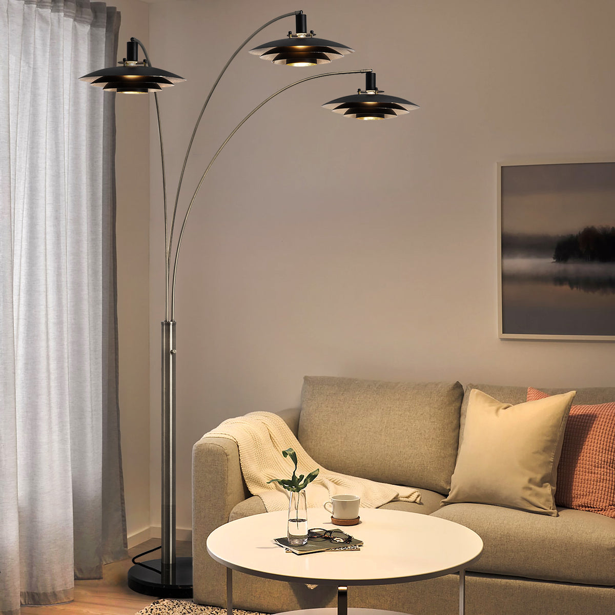 Rancho Mirage 3-Light Arc Floor Lamp, 84" by Nova of California – view 3