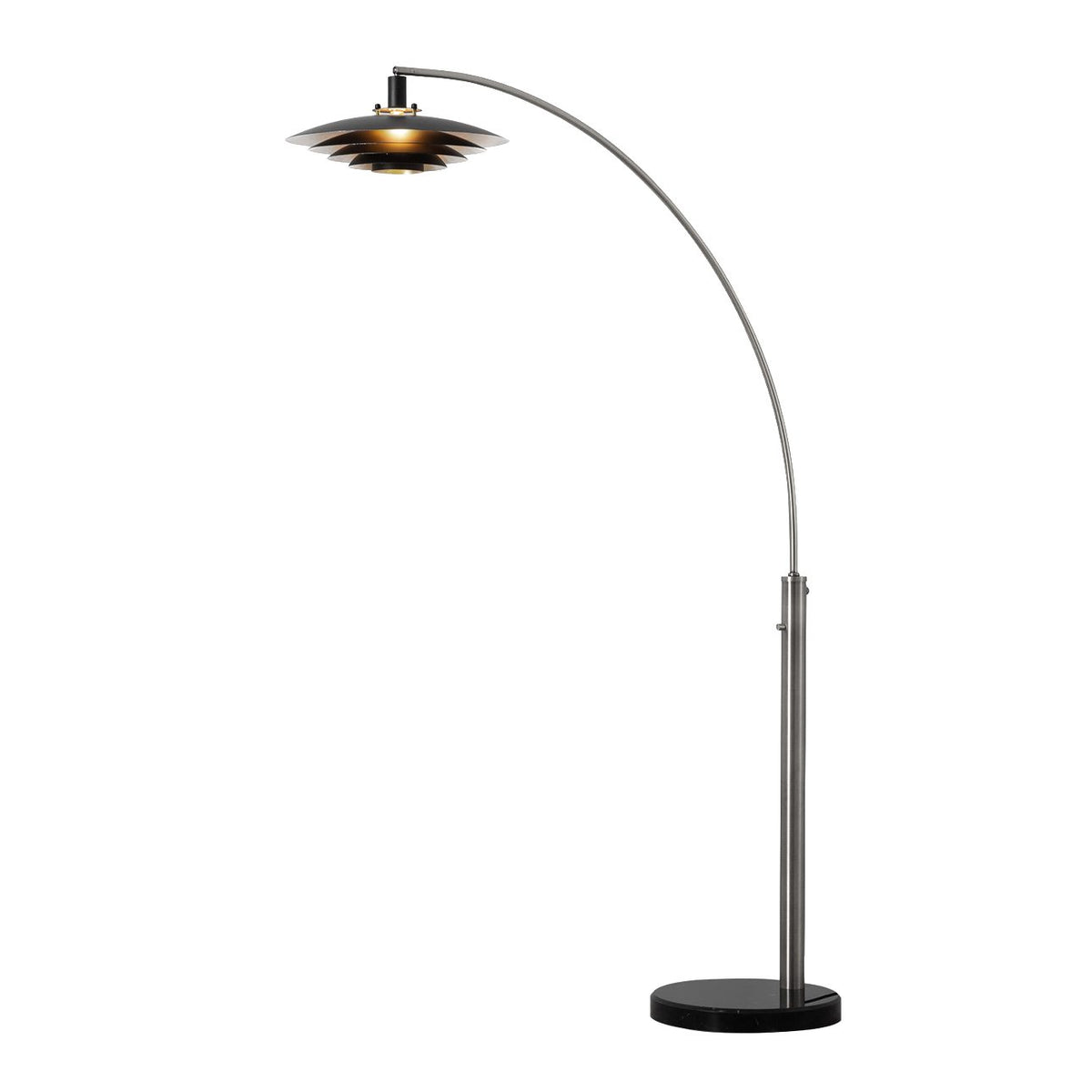 Rancho Mirage 1-Light Arc Floor Lamp, 86" by Nova of California, Matte Black/Silver-Leaf – view 2