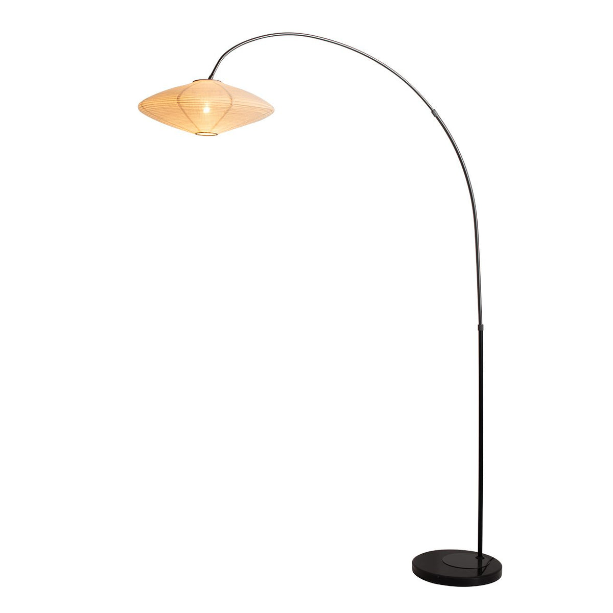 Roswell Arched Floor Lamp with Shinpuru-sa Linen Fabric Shade by Nova of California – view 3