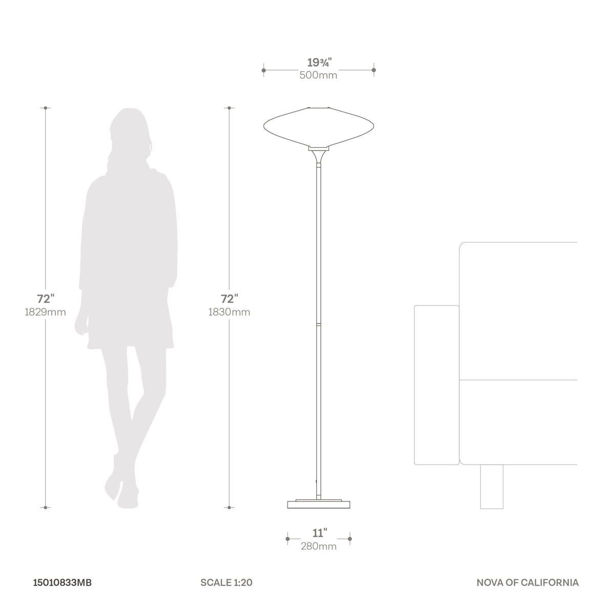 Roswell Torchiere Floor Lamp by Nova of California – view 12