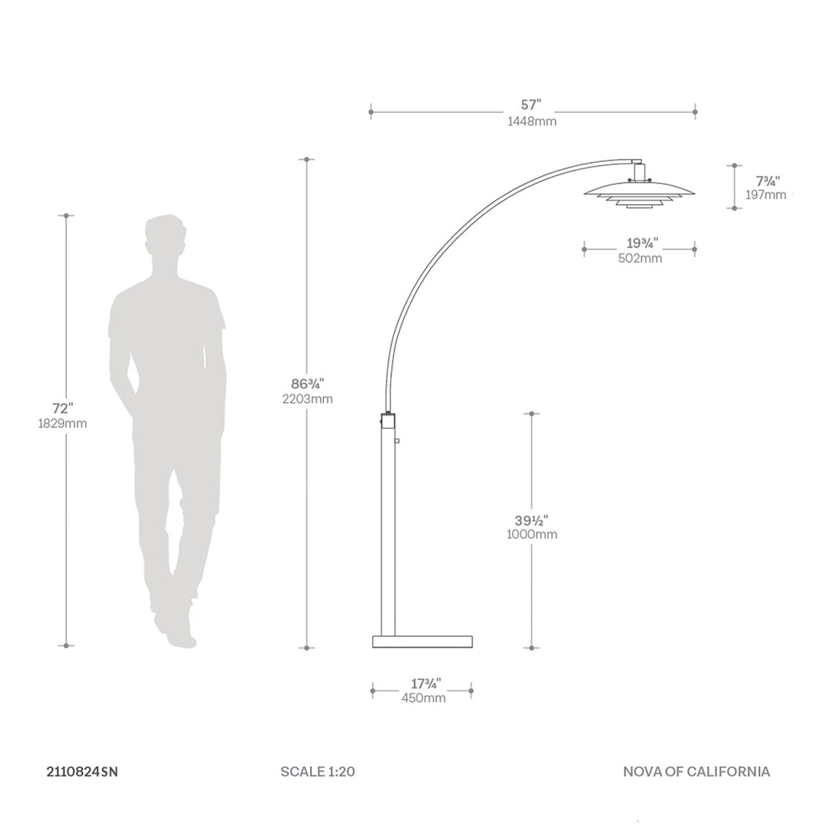 Rancho Mirage 1-Light Arc Floor Lamp, 86" by Nova of California – view 10