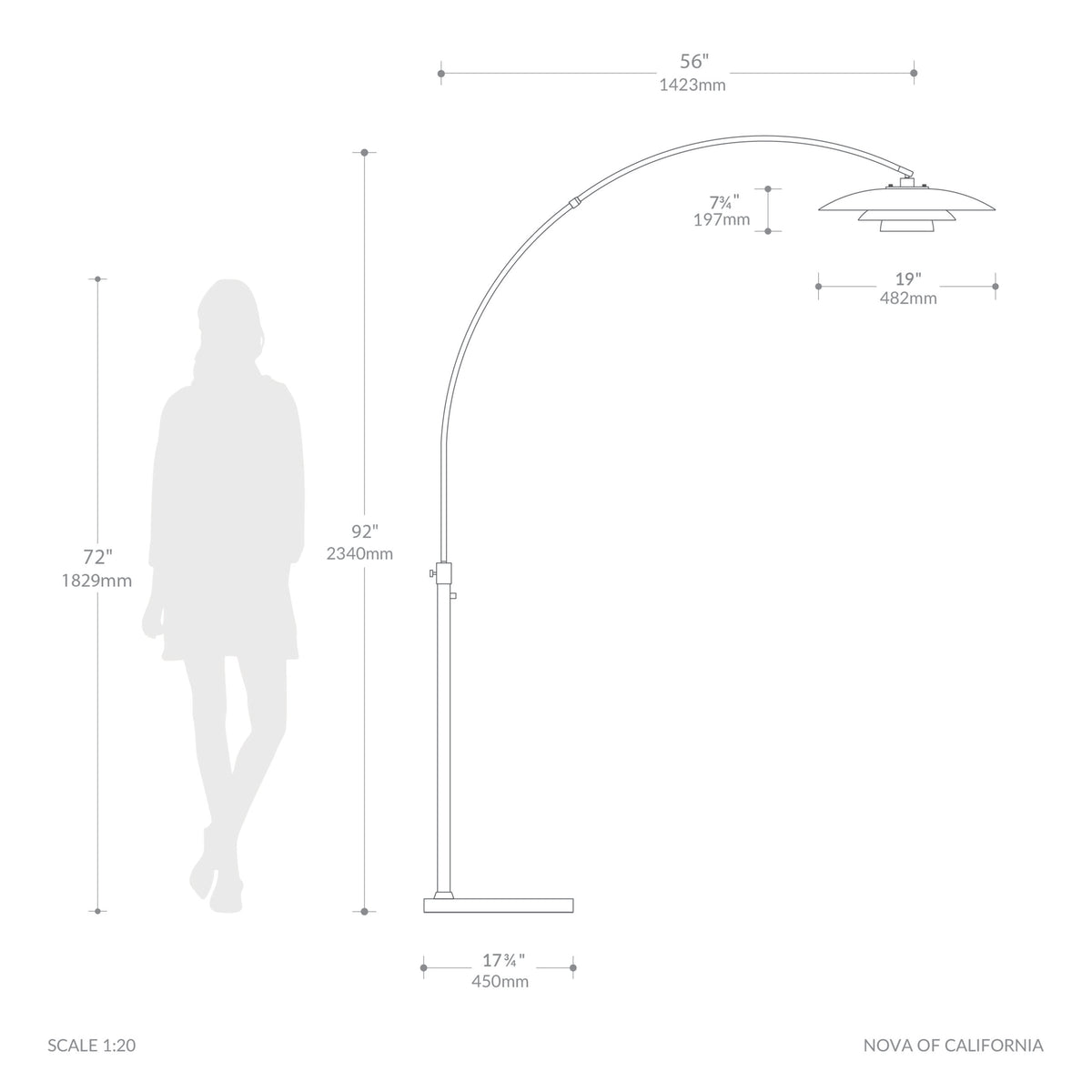 Float 92"H Arc Lamp by Nova of California – view 5