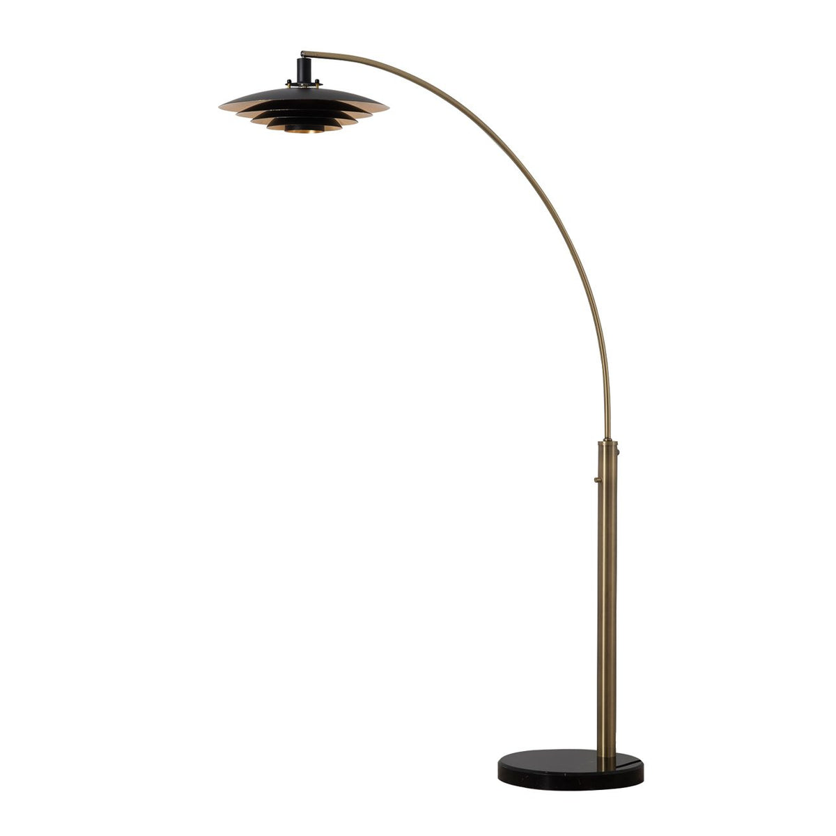 Rancho Mirage 1-Light Arc Floor Lamp, 86" by Nova of California, Matte Black/Gold-Leaf – view 1