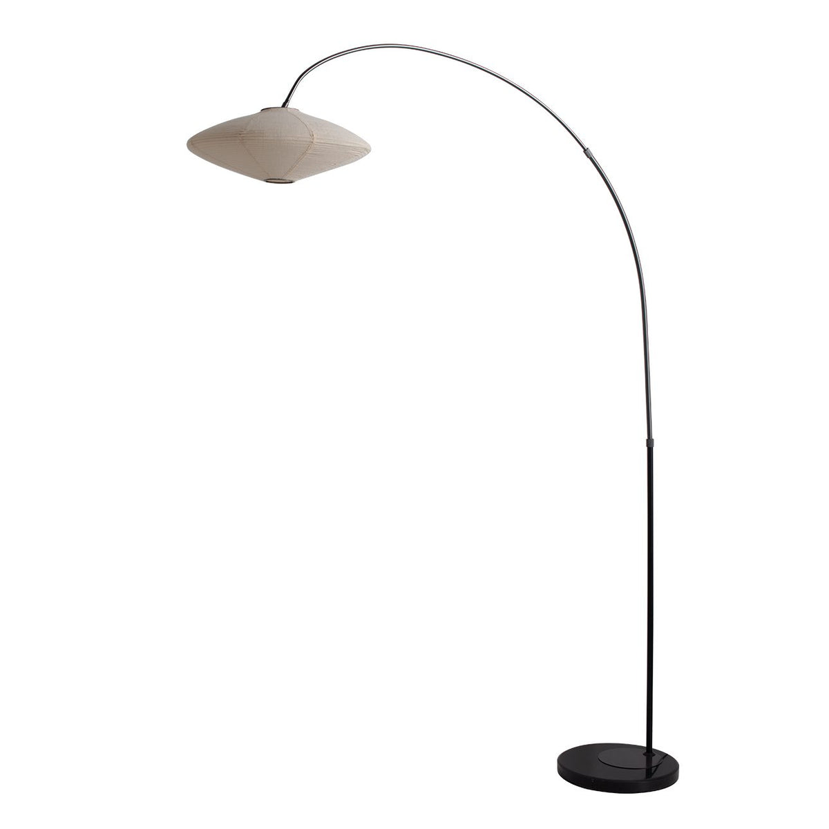 Roswell Arched Floor Lamp with Shinpuru-sa Linen Fabric Shade by Nova of California – view 4