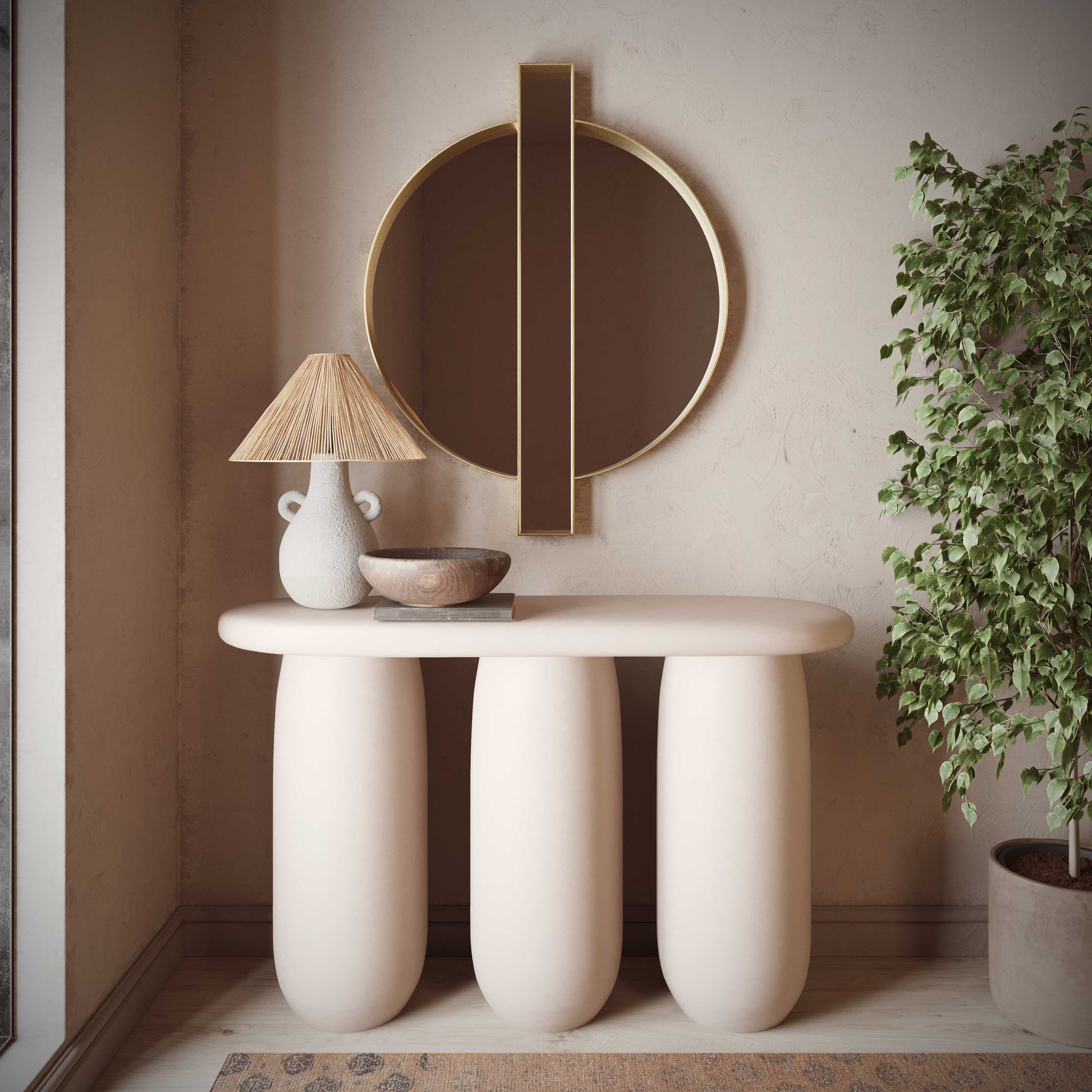Rahul 49" Textured Console Table Cream by Tov Furniture