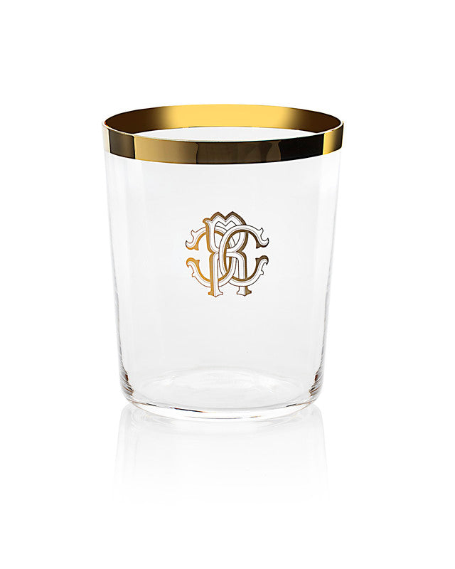 Roberto Cavalli Home New Monogram Gold old fashioned glass