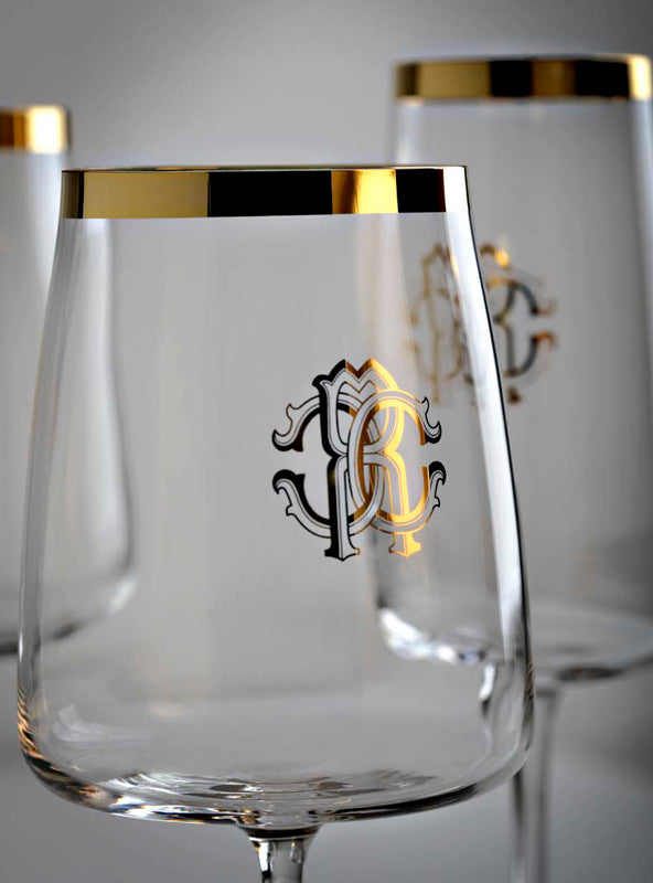 Roberto Cavalli Home New Monogram Gold water goblet – photo 2