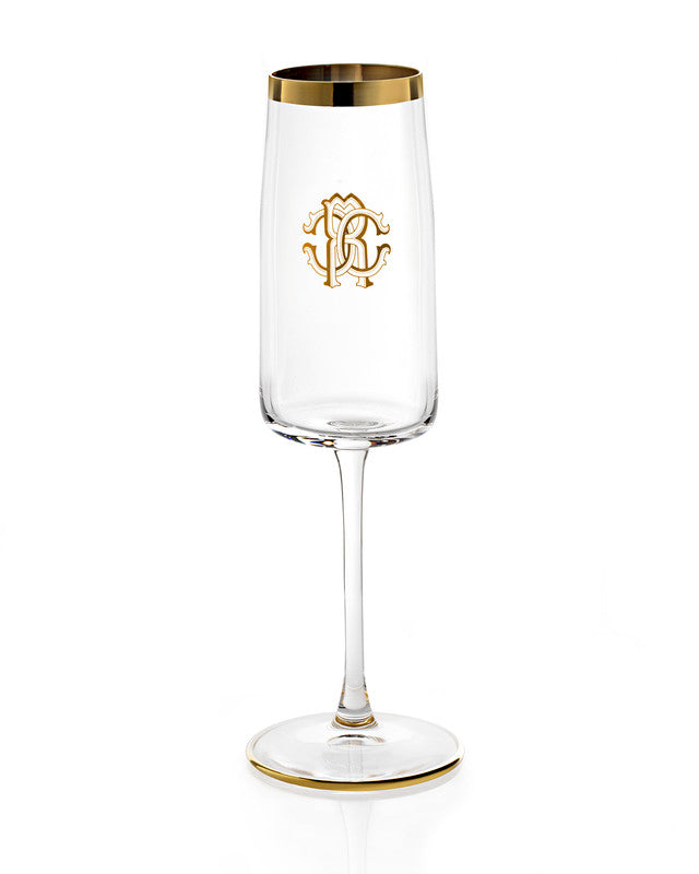 Roberto Cavalli Home New Monogram Gold champagne goblet