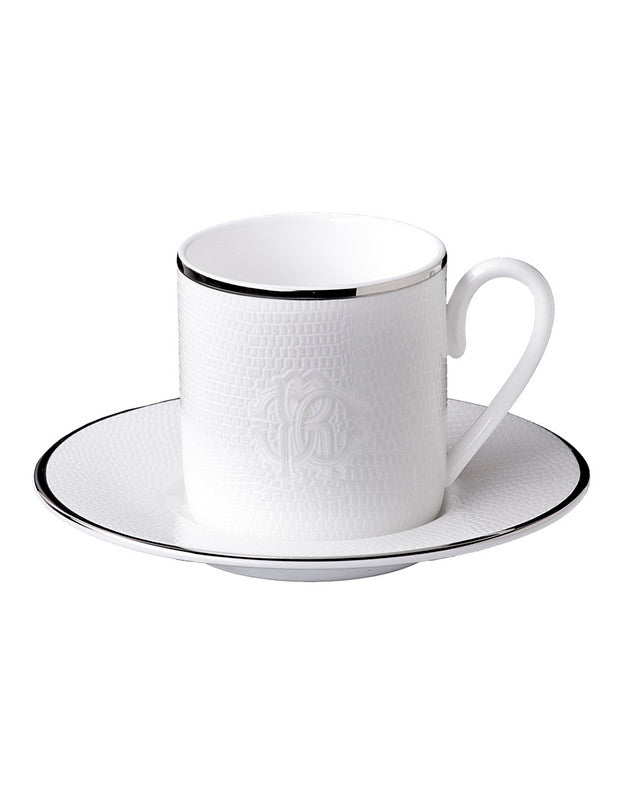 Roberto Cavalli Home Lizard Platinum coffee cups & saucers