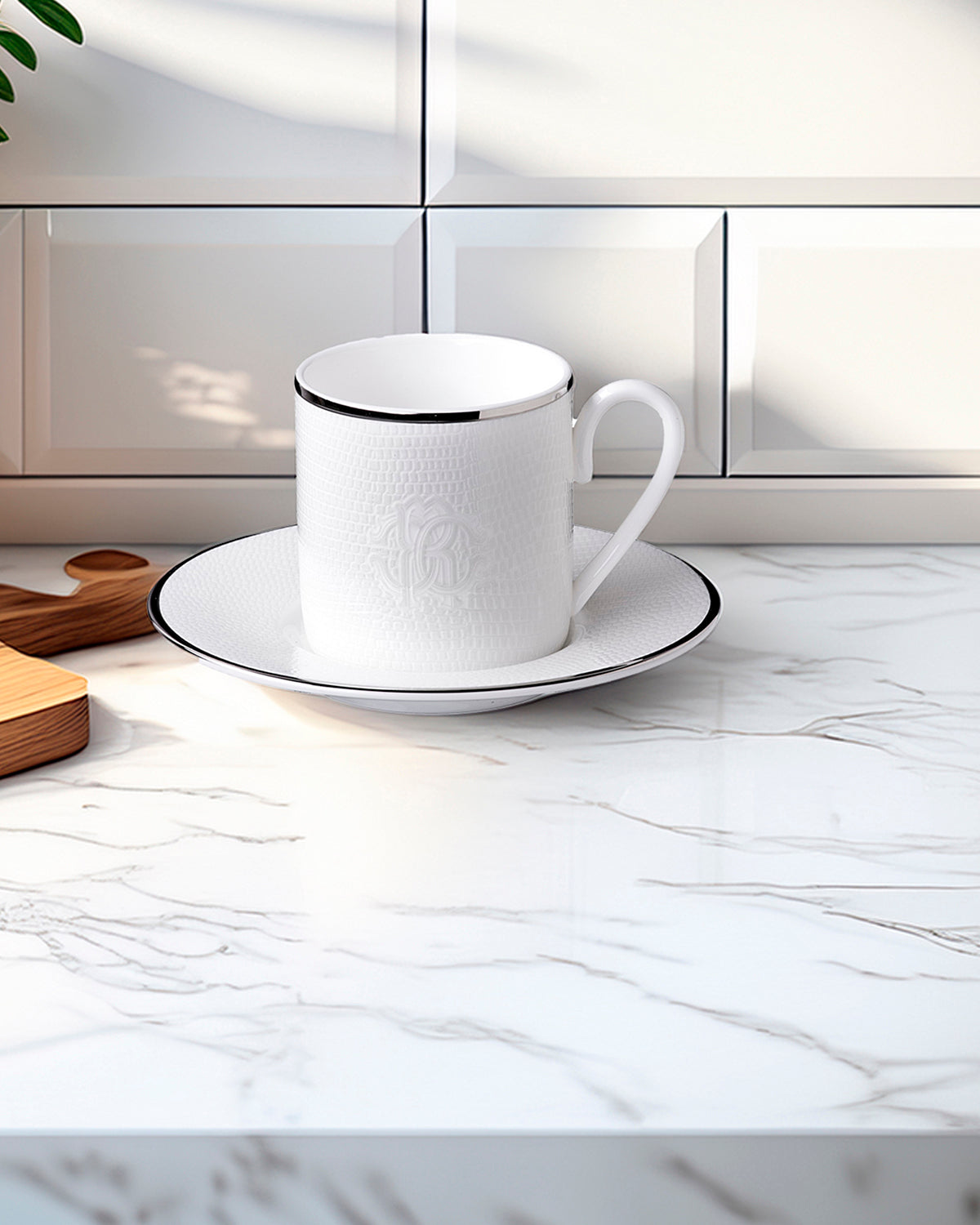 Roberto Cavalli Home Lizard Platinum coffee cups & saucers – photo 3