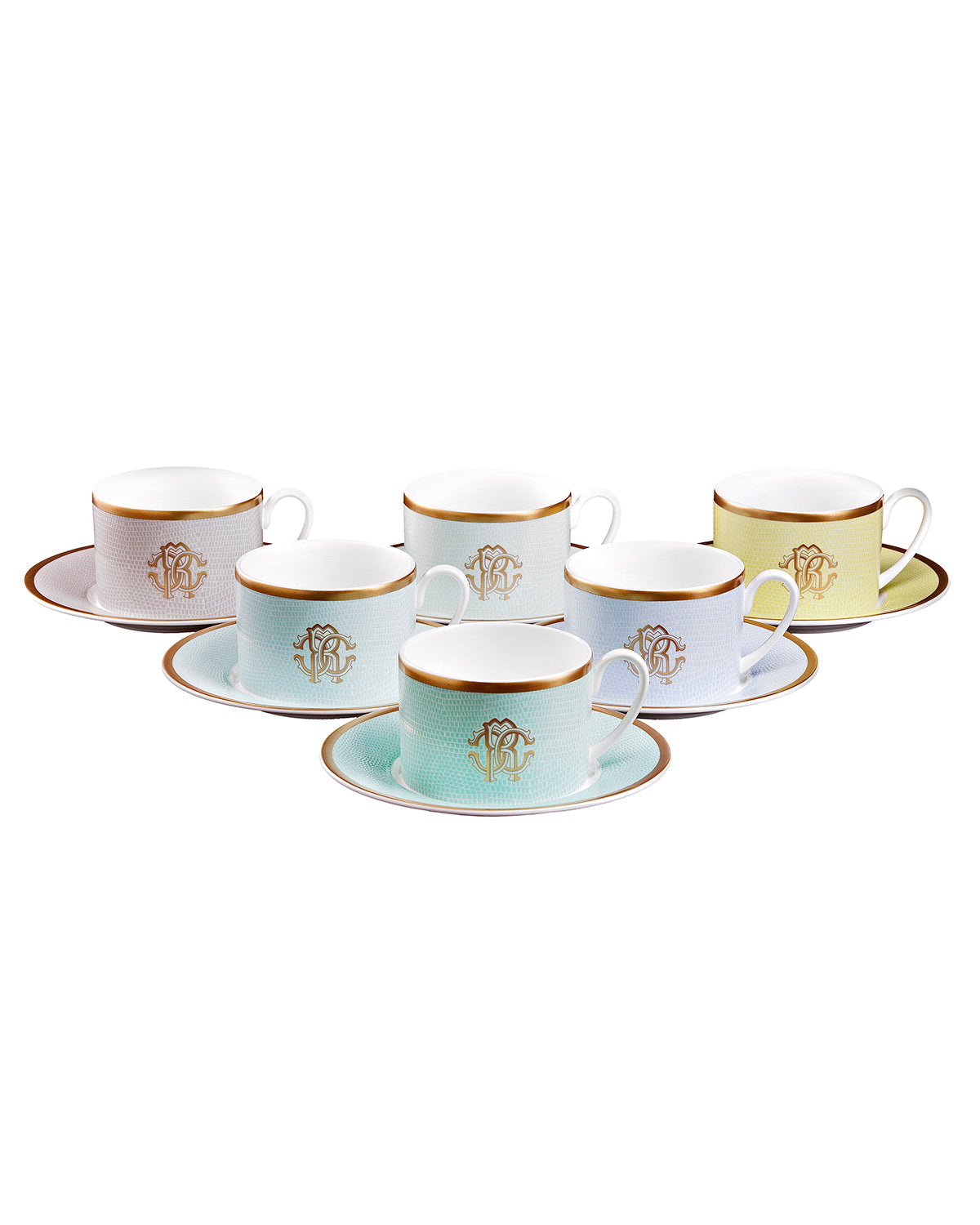 Roberto Cavalli Home Lizzard Sunrise tea cups & saucers