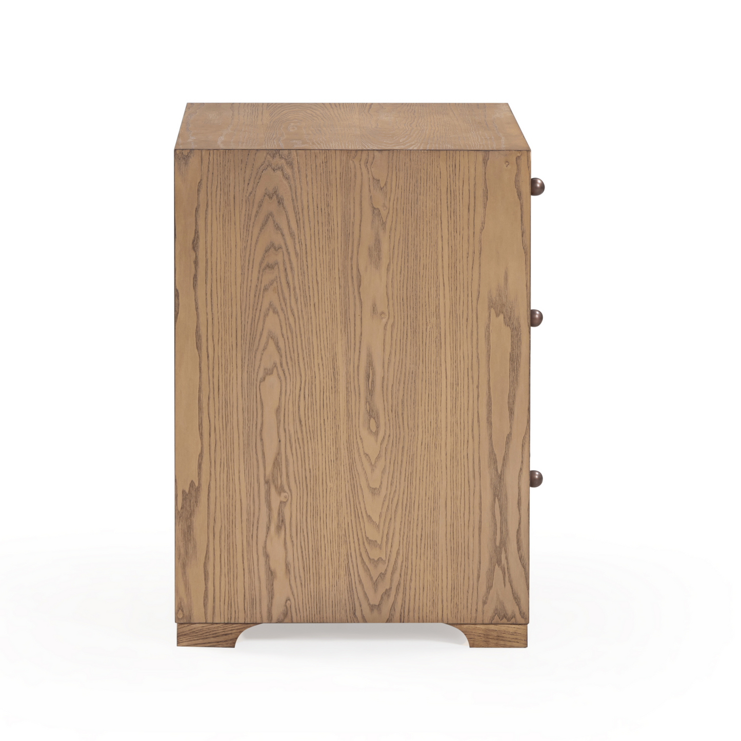 Laurentis 23.5" Light Taupe Suede and Wood 3-Drawer Nightstand Natural by Tov Furniture