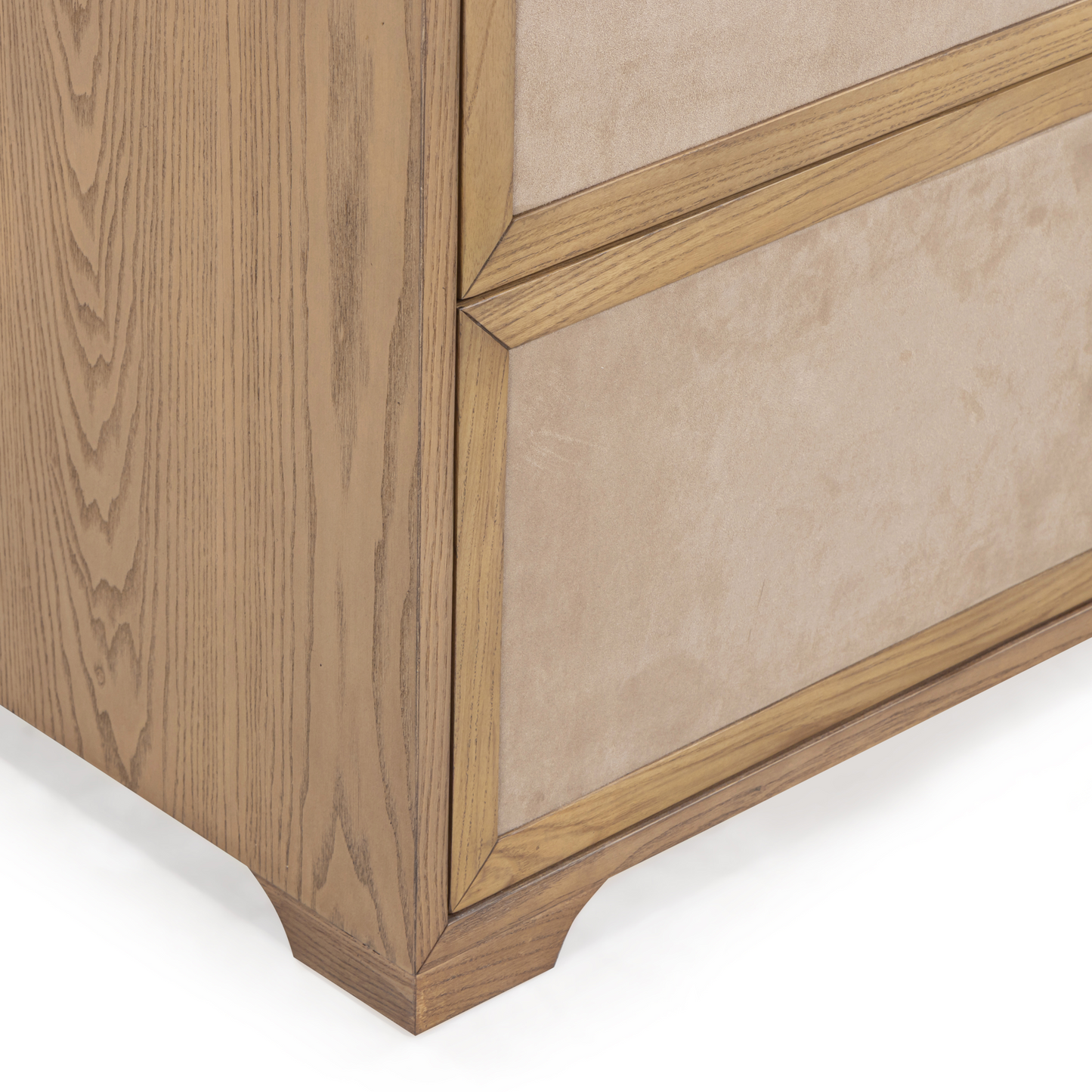 Laurentis 64" Light Taupe Suede and Wood 6-Drawer Dresser Natural by Tov Furniture