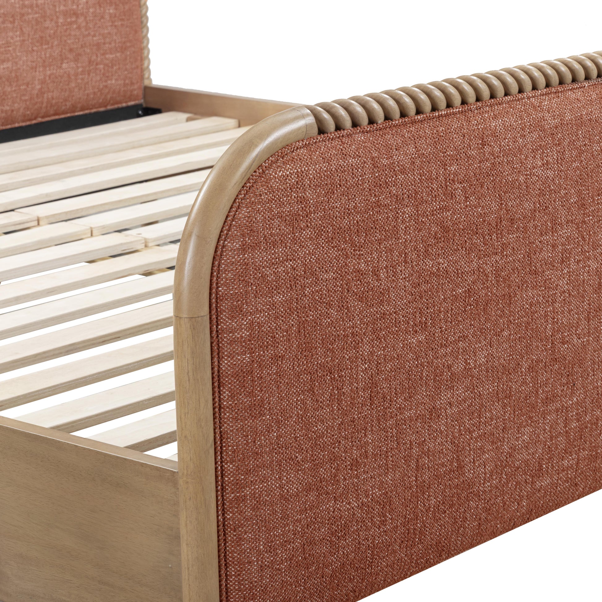 Hatia Basketweave Panel Sienna Red Queen Bed by Tov Furniture